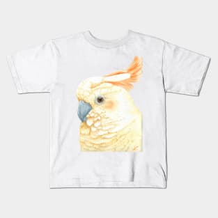 Watercolor citron-crested cockatoo portrait - Exotic painting Kids T-Shirt